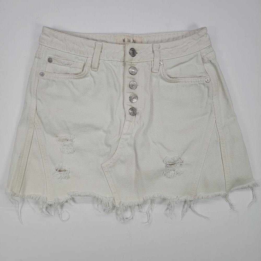 We The Free Cream Denim Skirt